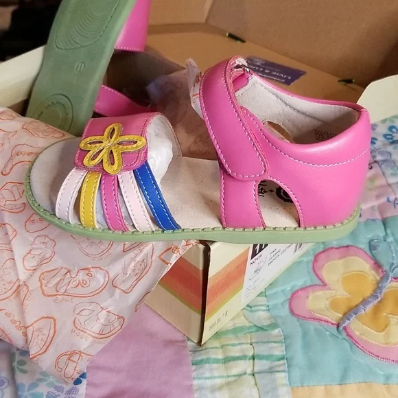 Livie & Luca Pink Leather Sandals with Multicolor Straps Nova Size 11 New in Box - Picture 5 of 6